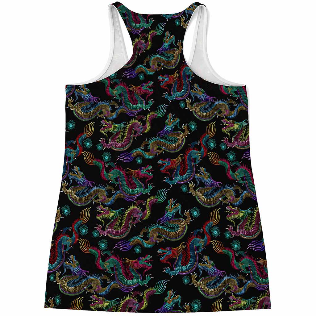 Chinese Dragon Pattern Print Women's Racerback Tank Top