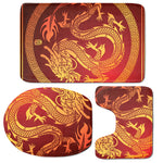 Chinese Dragon Zodiac Sign Print 3 Piece Bath Mat Set