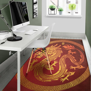 Chinese Dragon Zodiac Sign Print Area Rug