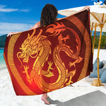 Chinese Dragon Zodiac Sign Print Beach Sarong Wrap