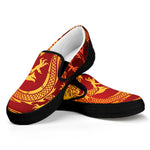Chinese Dragon Zodiac Sign Print Black Slip On Shoes
