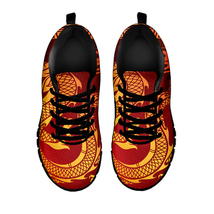 Chinese Dragon Zodiac Sign Print Black Sneakers