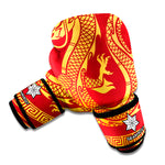 Chinese Dragon Zodiac Sign Print Boxing Gloves