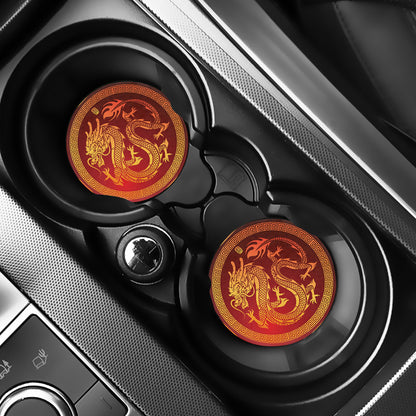 Chinese Dragon Zodiac Sign Print Car Coasters