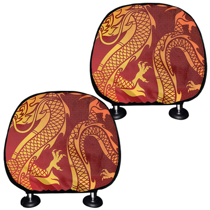 Chinese Dragon Zodiac Sign Print Car Headrest Covers