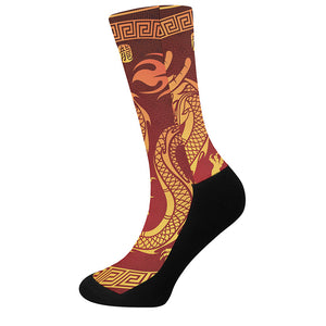 Chinese Dragon Zodiac Sign Print Crew Socks