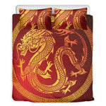 Chinese Dragon Zodiac Sign Print Duvet Cover Bedding Set