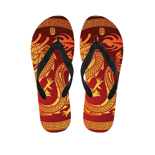 Chinese Dragon Zodiac Sign Print Flip Flops