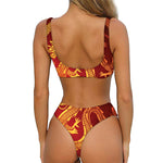 Chinese Dragon Zodiac Sign Print Front Bow Tie Bikini