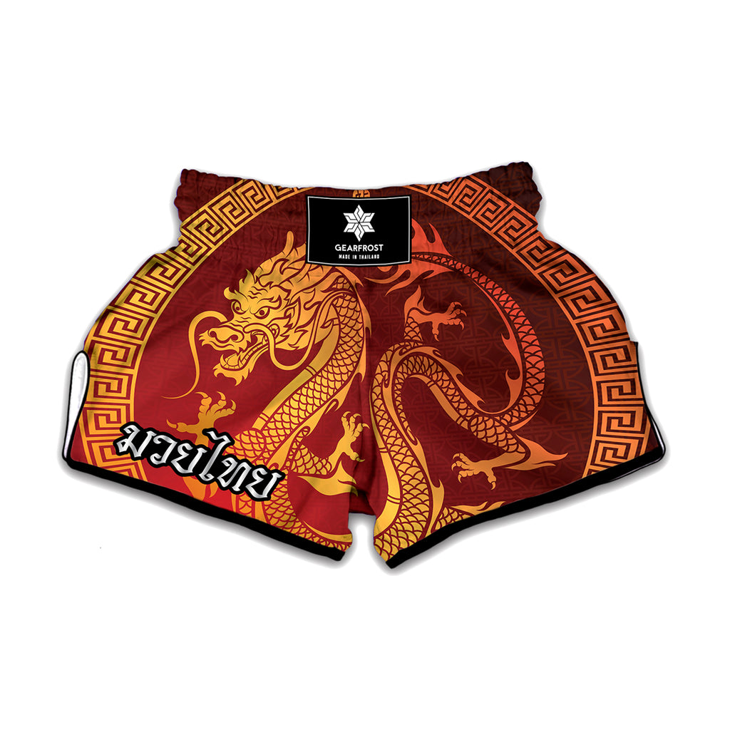 Chinese Dragon Zodiac Sign Print Muay Thai Boxing Shorts
