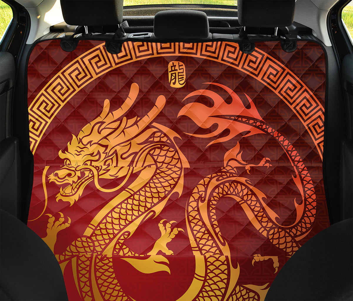 Chinese Dragon Zodiac Sign Print Pet Car Back Seat Cover
