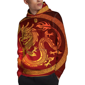 Chinese Dragon Zodiac Sign Print Pullover Hoodie