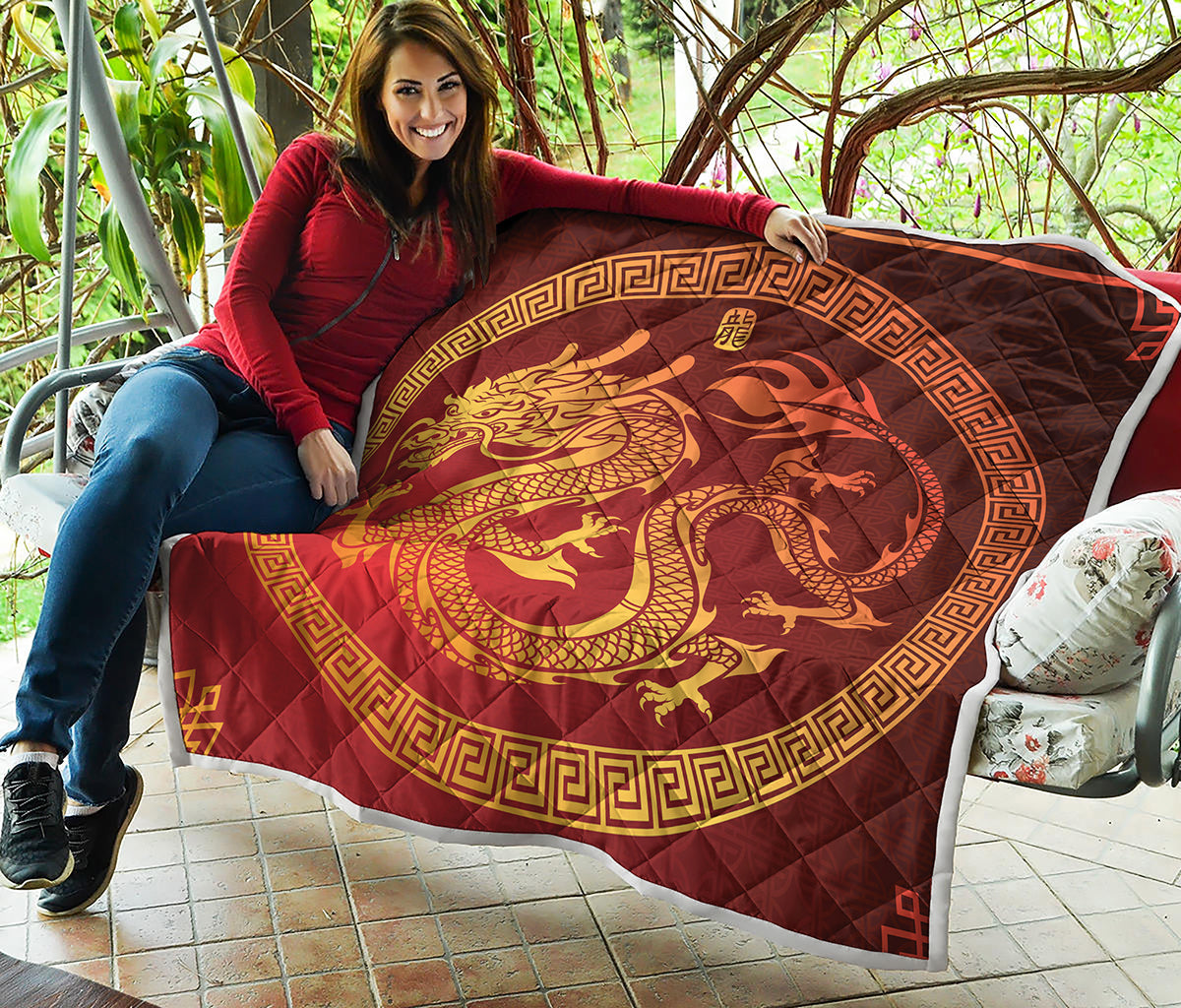 Chinese Dragon Zodiac Sign Print Quilt