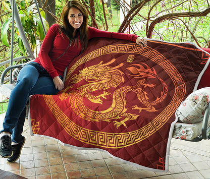 Chinese Dragon Zodiac Sign Print Quilt