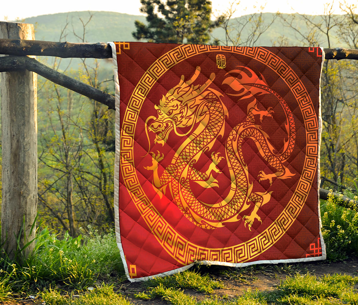 Chinese Dragon Zodiac Sign Print Quilt
