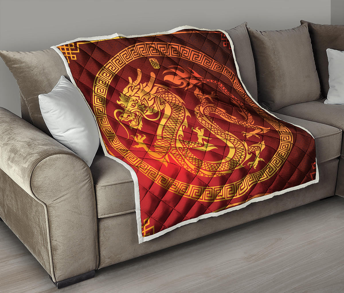 Chinese Dragon Zodiac Sign Print Quilt