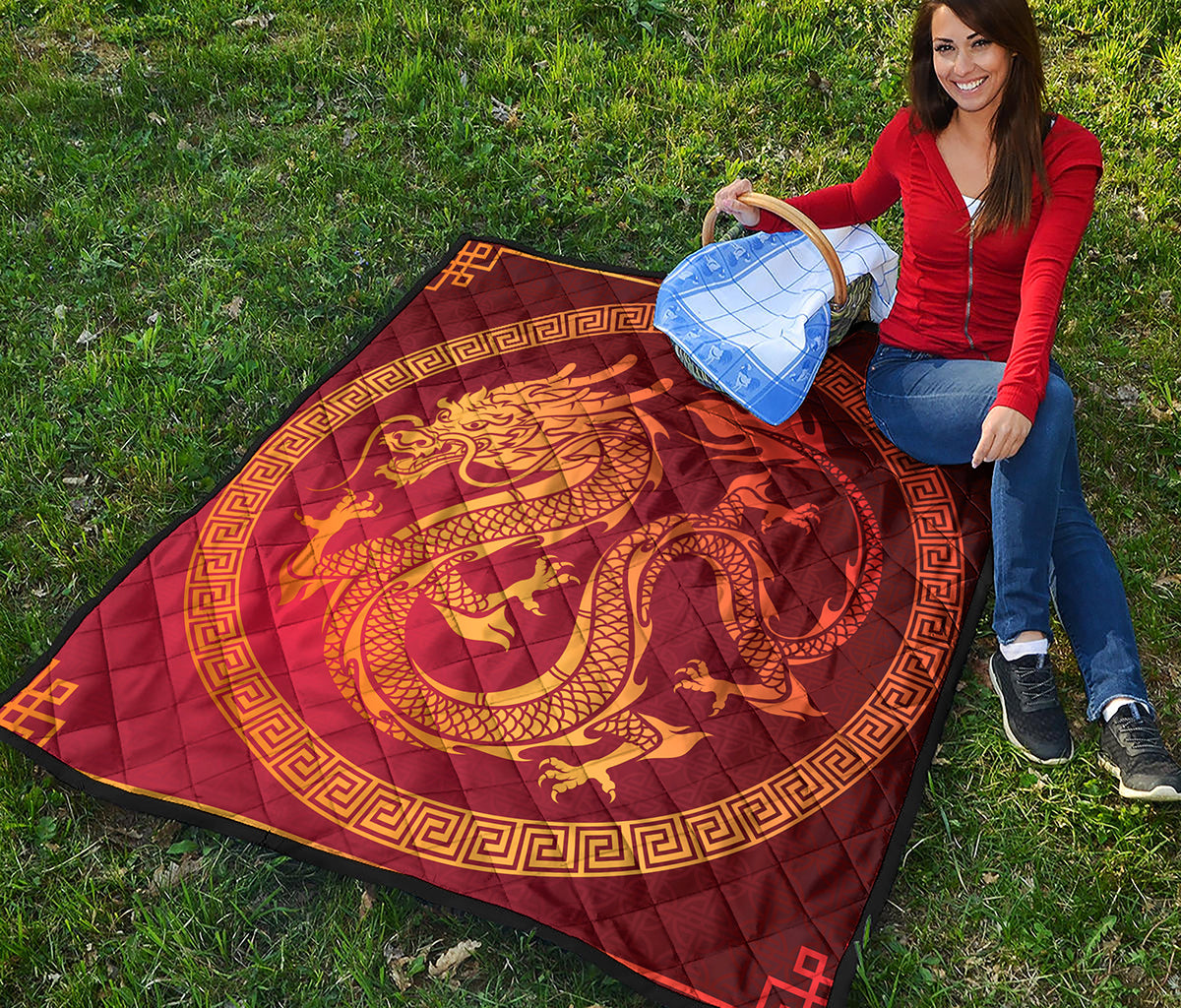 Chinese Dragon Zodiac Sign Print Quilt