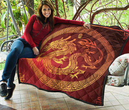 Chinese Dragon Zodiac Sign Print Quilt