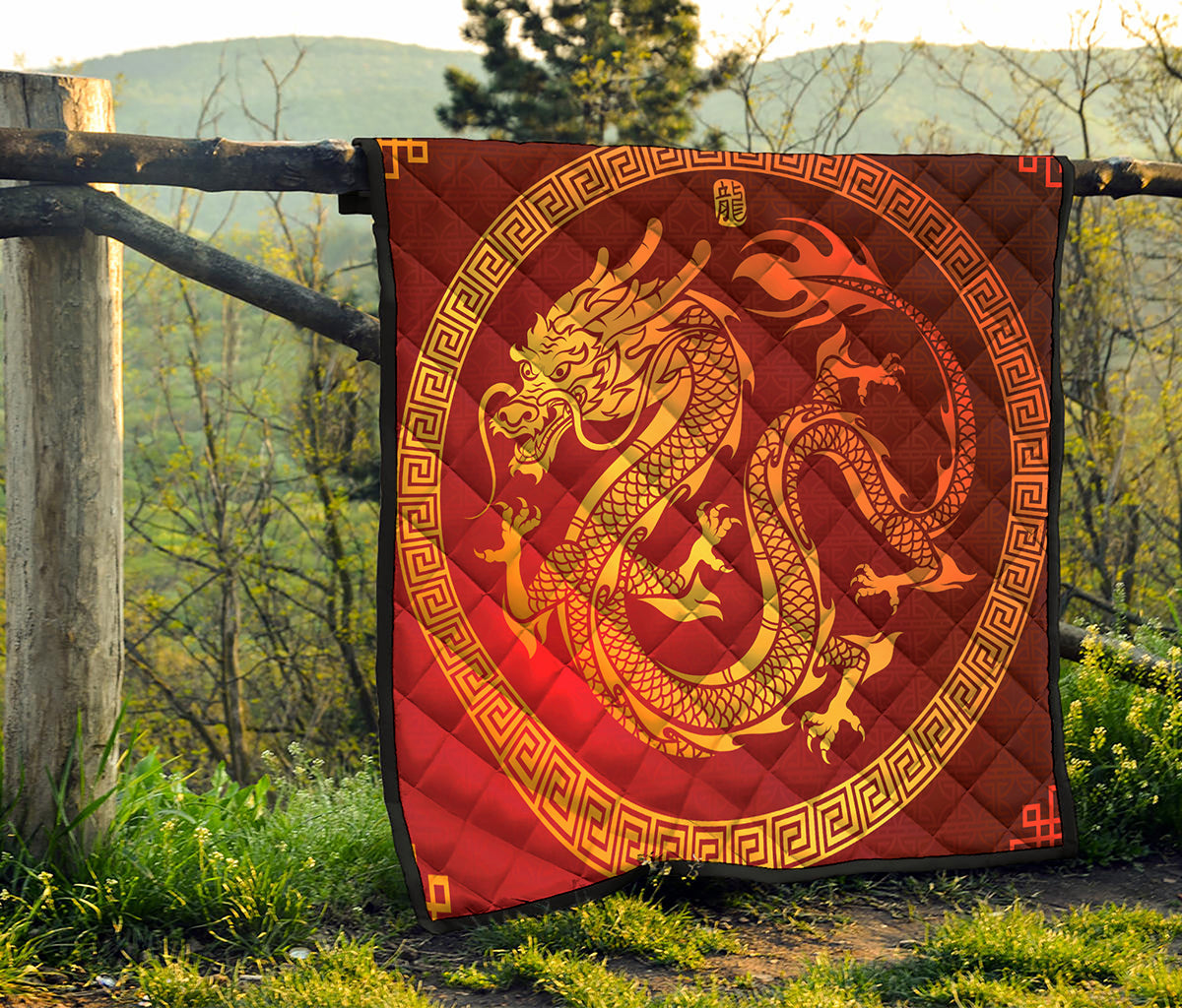 Chinese Dragon Zodiac Sign Print Quilt