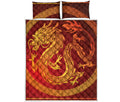 Chinese Dragon Zodiac Sign Print Quilt Bed Set