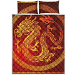 Chinese Dragon Zodiac Sign Print Quilt Bed Set