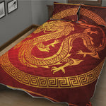 Chinese Dragon Zodiac Sign Print Quilt Bed Set