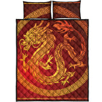 Chinese Dragon Zodiac Sign Print Quilt Bed Set