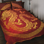 Chinese Dragon Zodiac Sign Print Quilt Bed Set