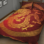 Chinese Dragon Zodiac Sign Print Quilt Bed Set