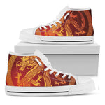 Chinese Dragon Zodiac Sign Print White High Top Shoes