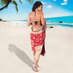 Chinese Flower Ox Zodiac Print Beach Sarong Wrap