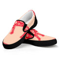 Chinese Flower Ox Zodiac Print Black Slip On Sneakers