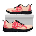 Chinese Flower Ox Zodiac Print Black Sneakers