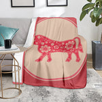 Chinese Flower Ox Zodiac Print Blanket