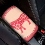 Chinese Flower Ox Zodiac Print Car Center Console Cover