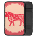 Chinese Flower Ox Zodiac Print Car Center Console Cover