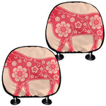 Chinese Flower Ox Zodiac Print Car Headrest Covers