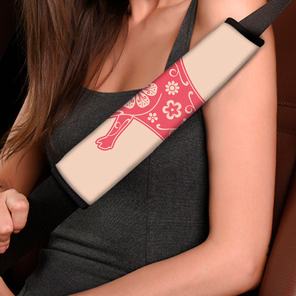 Chinese Flower Ox Zodiac Print Car Seat Belt Covers