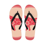 Chinese Flower Ox Zodiac Print Flip Flops