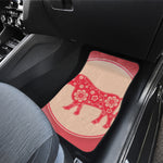 Chinese Flower Ox Zodiac Print Front and Back Car Floor Mats