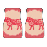 Chinese Flower Ox Zodiac Print Front Car Floor Mats