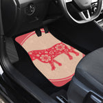 Chinese Flower Ox Zodiac Print Front Car Floor Mats