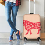 Chinese Flower Ox Zodiac Print Luggage Cover