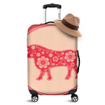 Chinese Flower Ox Zodiac Print Luggage Cover