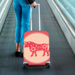 Chinese Flower Ox Zodiac Print Luggage Cover