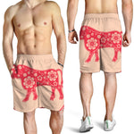 Chinese Flower Ox Zodiac Print Men's Shorts