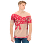 Chinese Flower Ox Zodiac Print Men's T-Shirt