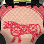 Chinese Flower Ox Zodiac Print Pet Car Back Seat Cover
