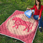Chinese Flower Ox Zodiac Print Quilt