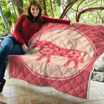 Chinese Flower Ox Zodiac Print Quilt